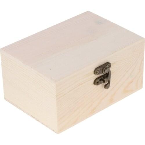 Unfinished Box Case Jewelry Storage for DIY Craft Woodworking Toys Art Keepsake Box Chest