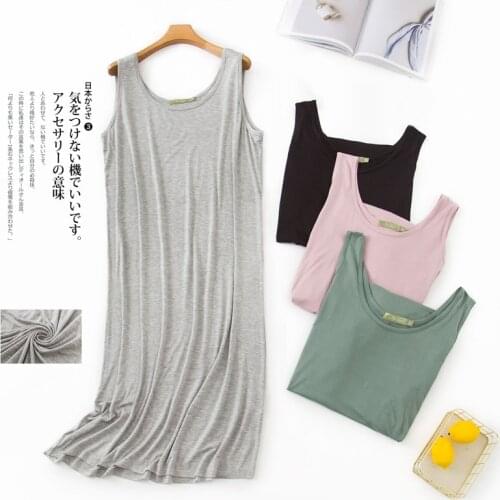 Modal Summer Thin Nightdress Casual Womens Sleeveless Soft and Comfortable Smooth Viscose Home Sexy Lingerie for Women