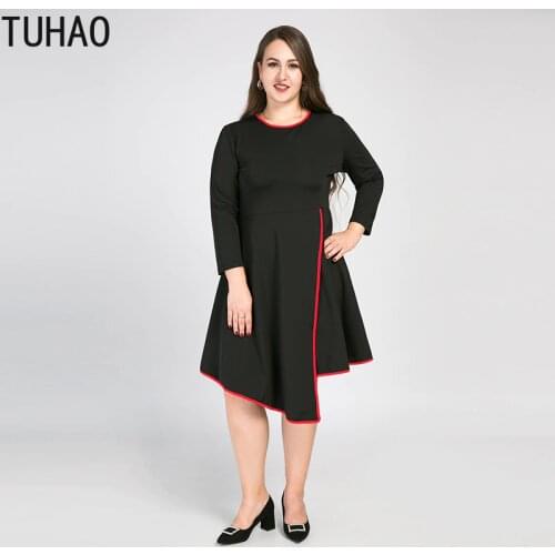 TUHAO 2020 Womens Dresses Large Size 8XL 7XL 6XL Elegant Vintage Office Lady Dress Plus Size Black Mother Mom Dress Clothes WM4