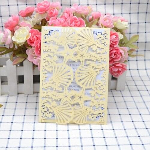 Seashell design invitation card 2020 hot party supplies laser cut wedding invitations