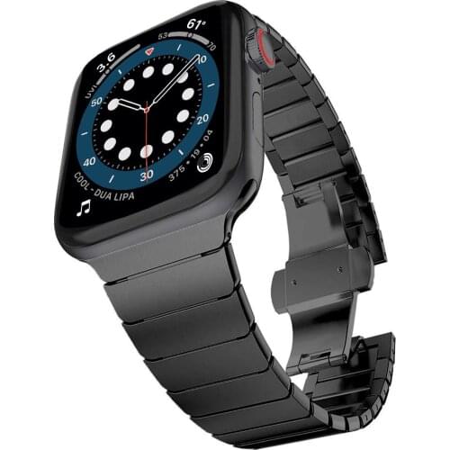 Metal stainless steel strap for Apple watch 44mm 42mm 40mm 38mm Butterfly buckle replacement strap for iwatch 6 5 4 3 2 SE band