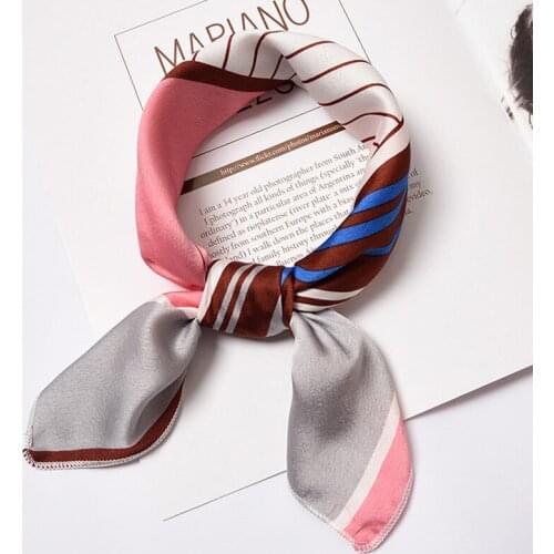 Luxury Square Women Silk Scarf Hijab Little Design Print Dot Bandanas Headband Foulard Femme Rabbit Neck Wraps Neckerchief Sjaal