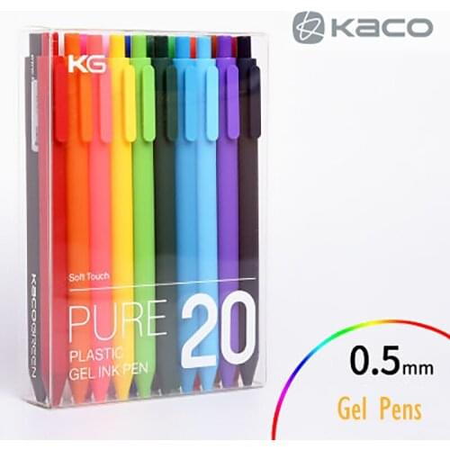 KACO Retractable Gel Ink Pens, Fine Point (0.5 mm)-20 Pack Assorted Colors Press Type Set for Art Painting Student Office Gift