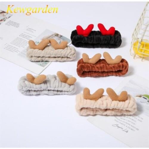 Kewgarden Cartoon antler headband fluffy cute Christmas hair band 4pcs