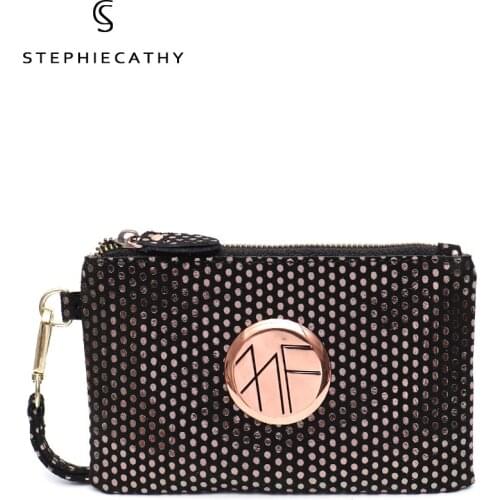 SC Small Genuine Leather Women Wallets Wristlet Zip Cash Holder Handbag Brand Design Fashion Girl Casual Clutch Money Coin Purse