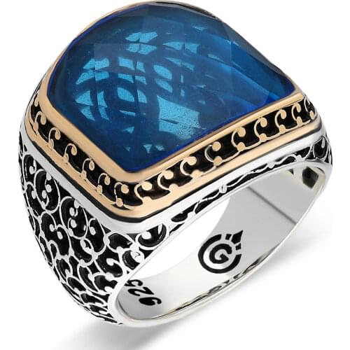 Silver Ring For Man With Stone 925 Carat Sterling Silver Real Pure Handmade Zircon Stone Ring High Quality Turkish Jewelry