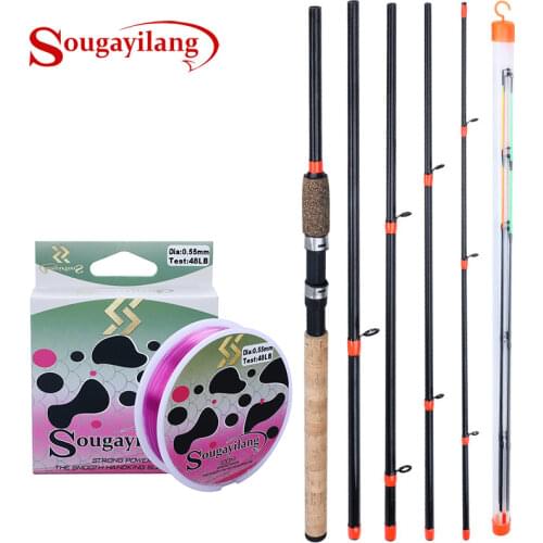 Sougayilang 6 Section Fishing Rod 3M L M H Power Fishing Pole Carbon Fiber Rod Spinning Travel Rod Carp Fishing Tackle