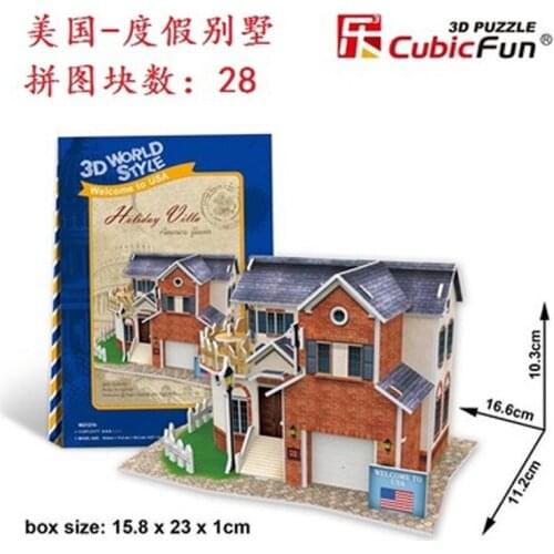 T56 3D Puzzle American Holiday Villa DIY Creative gift Educational toys World style tour construction paper model