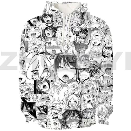Ahegao Hoodie Tops Cartoon Hentai Hoodies Men Clothing Pullover Oversized Streetwear Teenagers 3D Print Anime Kawaii Sweatshirt