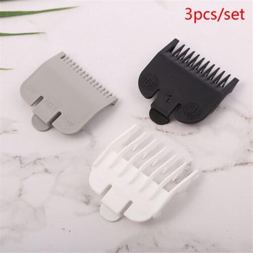 3pcs/Set Universal Hair Clipper Limit Comb Guide Attachment Barber Replacement Size 1.5mm/3mm/4.5mm Black White Gray