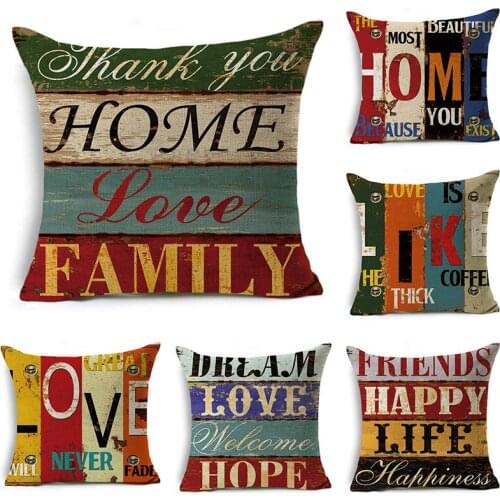2021 Vintage Letter Print Pillowcase Home Decor Cushion Cover for Living Room Office Sofa Throw Pillow Cover 45x45cm