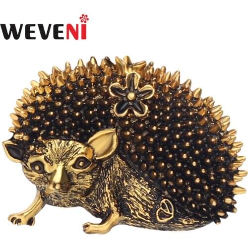 WEVENI Alloy Antique Gold Silver Fashion Hedgehog Brooches Clothes Pin Unique Animal Jewelry For Women Girls Charms Decoration