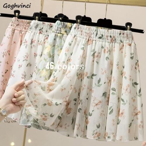 Skirts Women Pleated Print Summer Casual Korean Style Lovely Female College Streetwear Fashion Empire Sweet Cozy Vintage Girls