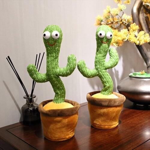 Funny 32cm Electric Dancing Plant Cactus Plush Stuffed Toy with Music for Kids Children Gifts Home Office Decoration