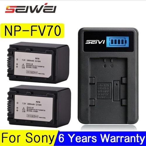 For Sony NP-FV70 LCD USB Charger + 1800mAh NP FV70 Camera Battery for For FV30 HDR-CX230 HDR-CX150E HDR-CX170 CX300 Z1 batteries