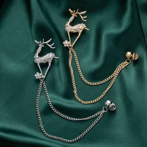 Gold Color Crystal Vintage Fawn Brooches for Women High Grade Fashion Animal Brooch Pins Coat Accessories Wedding Jewelry Gifts
