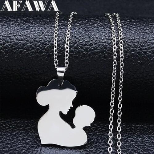 2021 Heart Boy Mom Family Stainless Steel Silver Color Mum Son Necklace Pendant for Women Jewelry collier femme NXS01