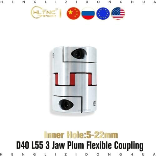1Pcs 5/6/6.35/7/8/9.5/10/12/12.7/14/15/16/17/18/19/20/22mm D40mm L55mm Motor Flexible Plum Coupling Shaft Coupler