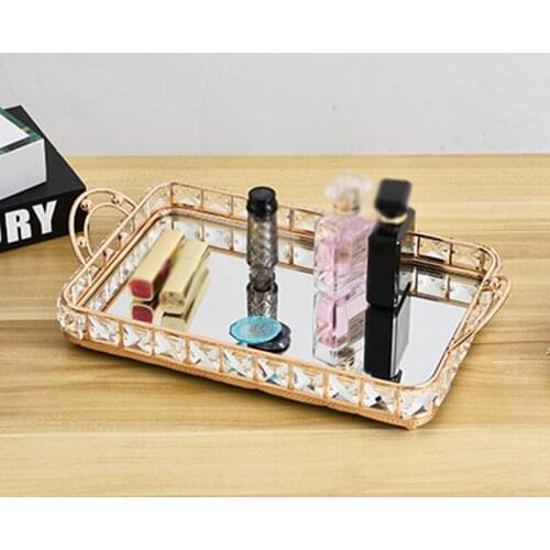 1pcs Square Crystal Tray Cosmetics Storage Pallet Snacks Plate Fruit Container Home Wedding Decoration