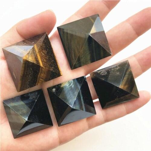 1 Piece Natural Tiger Eye Stone Pyramid Crystal Energy Point Meditation Wand Decoration Natural Quartz Crystals