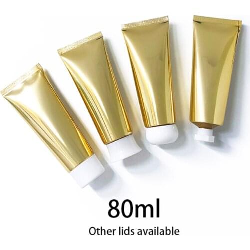 10pcs 80ml Gold Aluminum Squeeze Bottle 80g Empty Cosmetic Container Makeup Cream Body Lotion Packaging Plastic Soft Tubes