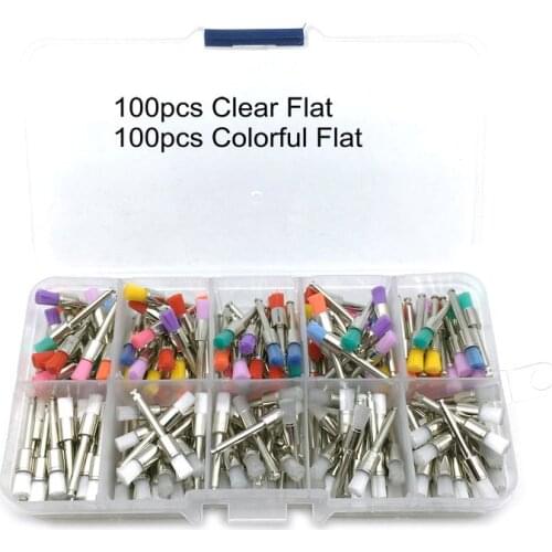 200pcs Dental Polishing Brush Polisher Dental Polisher Tool Kit Prophy Nylon Bristles Colorful Flat Brushes Teeth Whitening Tool