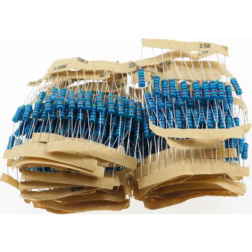 500Pcs/lot 1W 1% Metal Film Resistor 50 Value 10 ohm-1M ohm Assortment Kit