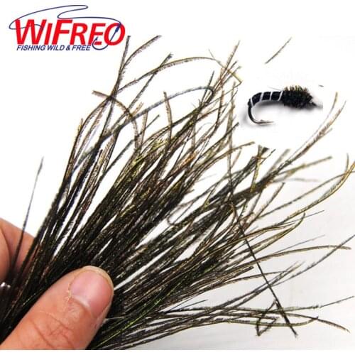 6 Packs Olive Green Peacock Herl Feather Wire Fly Tying Material Fly Fishing Lure Bait Nymphs Streamers Flies Accessories
