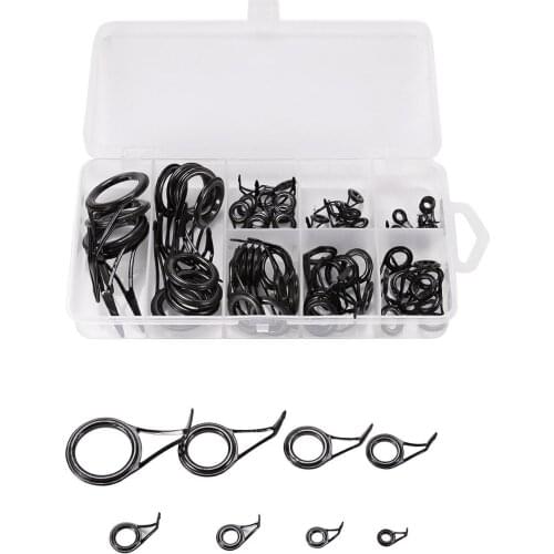 75Pcs/Box Carbon Steel Fishing Rod Guide Telescopic Tip Repair Set Kit Mixed Size Rod Eye Rings Fishing Rod Guide Fishing Tackle