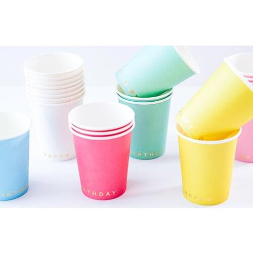 8Pcs Colorful Happy Birthday Cups Decoration Paper Cup Birthday Party Decoration For Kids
