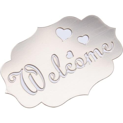 Gold Silver Mirror Acrylic WELCOME Sign Indicating Sign Wall Mirror Sticker Home Art Decor Removable Entrance Home Logo