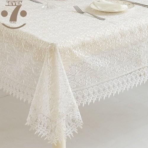 Free Shipping White Beige Coffee Pink Pure Colours Modern Style Organza Embroidered Table Cloth
