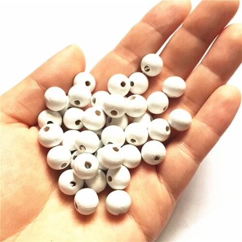 Natural 10mm 8mm Wooden Beads Round Ball Wood Spacer Beads For DIY Jewelry Necklace Making Handcrafts 100Pcs/Set White