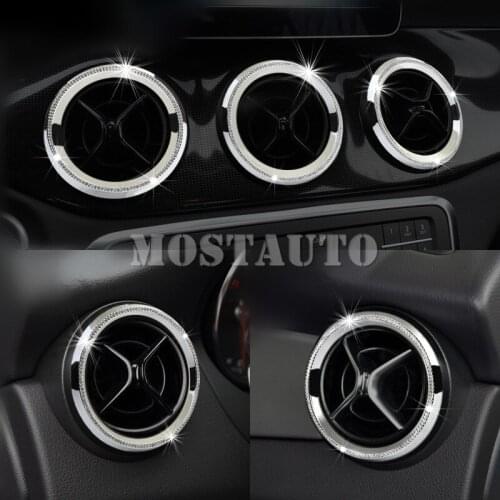 For Benz A-Class W176 B-Class W246 Rhinestone Style Console Air Vent Outlet Cover Ring 2012-2018 5pcs Car Decor Car Accessories