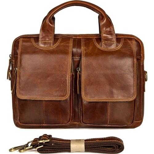 Business Travel Cow Leather Handbag Briefcase Laptop Shoulder Vintage Bags 2018 Male Brown Leather Shoulder Brand Crossbody Bags