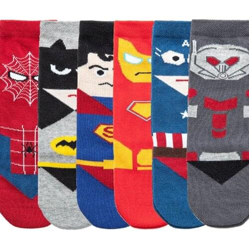 3Pair Disney New Spring Summer Cotton Boy Girls Socks Spiderman Iron Man Print Child Straight Cute Cartoon Hero Breathable Socks
