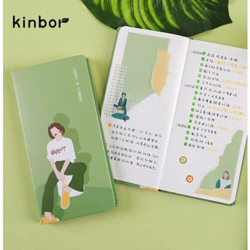 Weekly Plan Blossoming Flower Series Checkered Inner Page Portable Plan Book Handbook Notebook