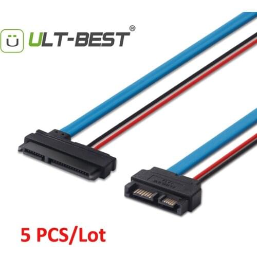 ULT-Best 5PCS SATA Cable Serial ATA 22Pin 7+15 Female to Slimline SATA 13Pin 7+6 Male Connector Converter 30CM/1FT/12INCH