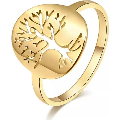 DOTIFI 316L Stainless Steel Rings Tree Of Life Retro exquisite Pattern Ring Ladies Party For Women Jewelry Gifts Dropshipping
