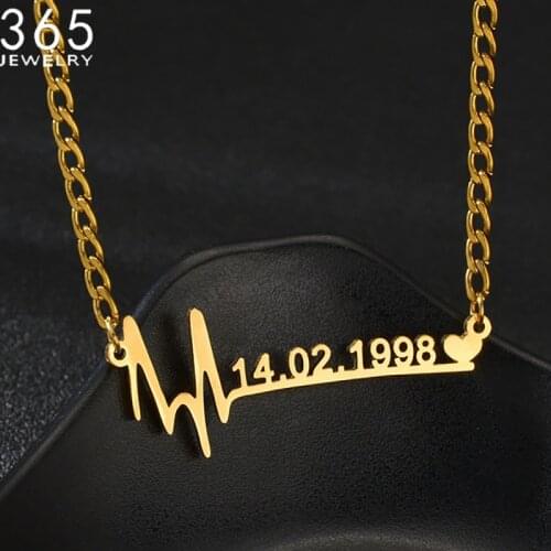 2021 Three Types Chians Collier Customized Names Necklace Birth Date Pendants Custom Namplate Necklaces Personalized Jewelrys