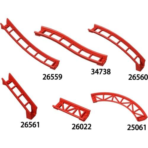 Bricks Roller Coaster Rail Bow /Slope With Shaft /Edges Part Building Block Toys Compatible 25061 26559 26560 26561 34738 26022