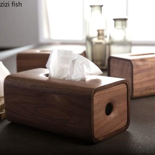 Black Walnut Solid Wood Tissue Boxes Minimalist Napkin Holder Car Tissue Box Holders Restaurant Desktop Paper Towel Organizer