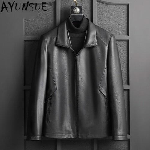 AYUNSUE Men Clothing Genuine Sheepskin Leather Jacket Motorcycle Autumn Clothes 2020 Korean Style Jackets Ropa Hombre LXR996