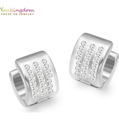 Yunkingdom white gold color small hoop earrings for women ladies fashion jewelry wholesale UE0074