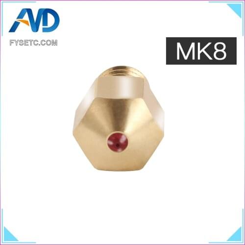 MK8 Ruby Nozzle 1.75mm Nozzles 0.4mm High Temperature Ruby MK8 Nozzle For PETG ABS PET PEEK NYLON PRUSA I3 ENDER CR10 Hotend