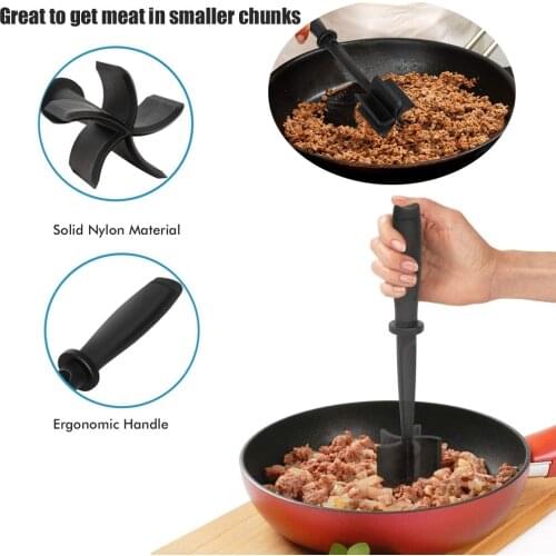Meat Chopper Multifunctional Ground Beef Masher Ground Beef Turkey Nylon Chopper Utensil Non-Stick Cookware