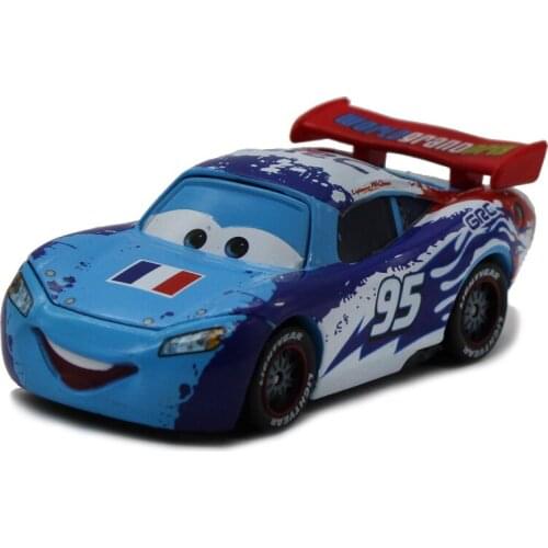 Disney Pixar Cars 2 No.95 Lightning Mcqueen France Pattern Metal Diecast alloy Toy Car model for children 1:55 Brand toys new