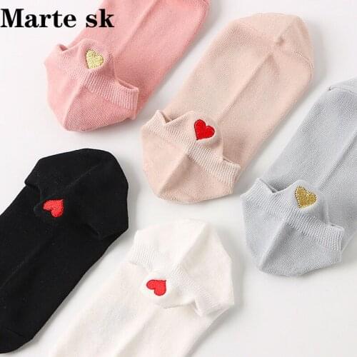 Fashion Socks Woman 2019 New Spring 1 Pair Ankle Socks Girls Cotton Color Novelty Women Fashion Cute Heart Casual Socks Lady
