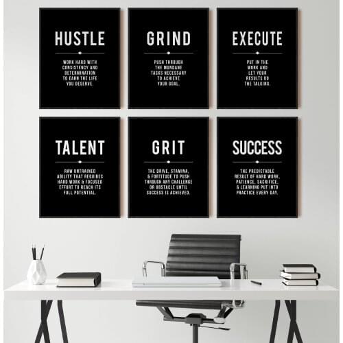 Grind Hustle Success Motivational Posters and Prints Office Decor Modern Art Entrepreneur Motivation Canvas Painting Pictures