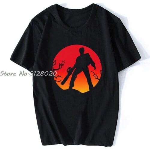 White Ash Vs The Evil Dead Shirts White Short Sleeve Boyfriends Black T-shirt Men Cotton TShirt Tees Tops Streetwear Harajuku